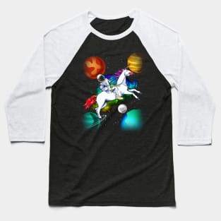 Astronaut Riding Unicorn Space Sci Fi Baseball T-Shirt